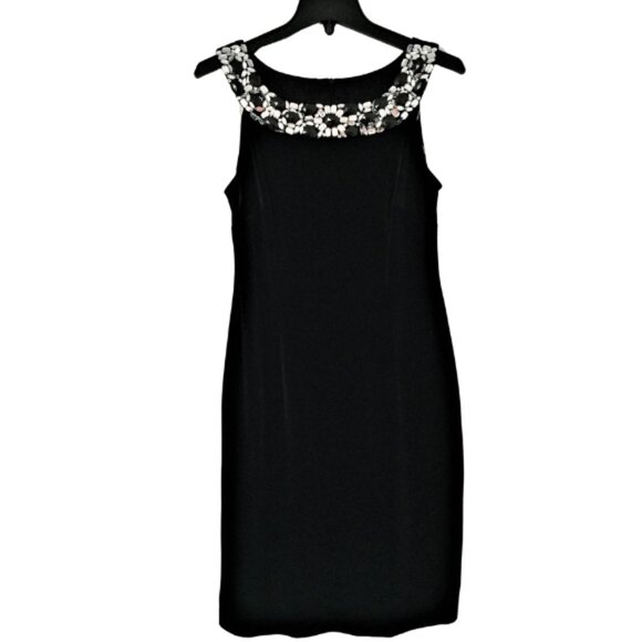 CONNECTED BLACK VELVET BEADED DRESS, SZ.8P - Picture 1 of 8